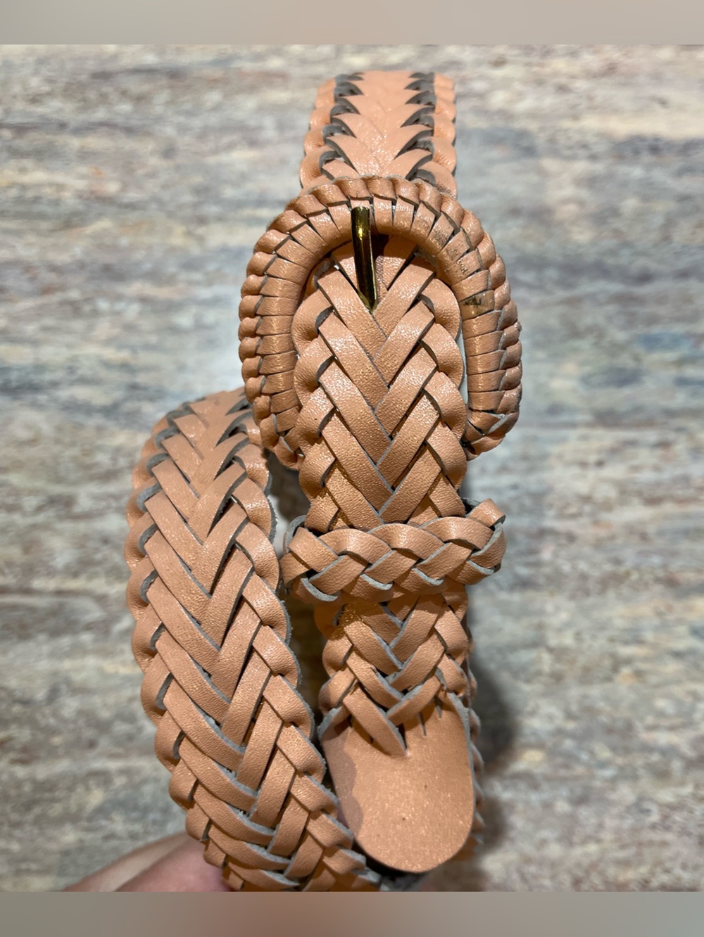 Braided Tan Faux Leather Belt - Women NWT